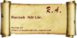 Racsek Adrián névjegykártya