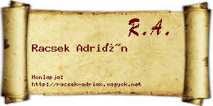 Racsek Adrián névjegykártya